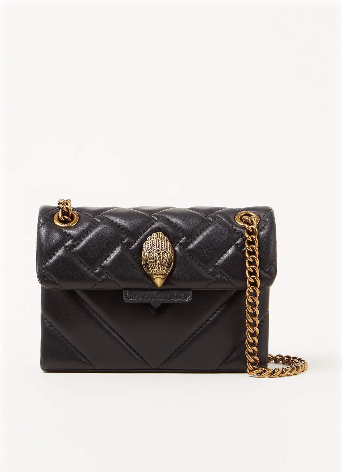 Kurt Geiger Kensington Mini schoudertas van leer - voorkant 4 zwart