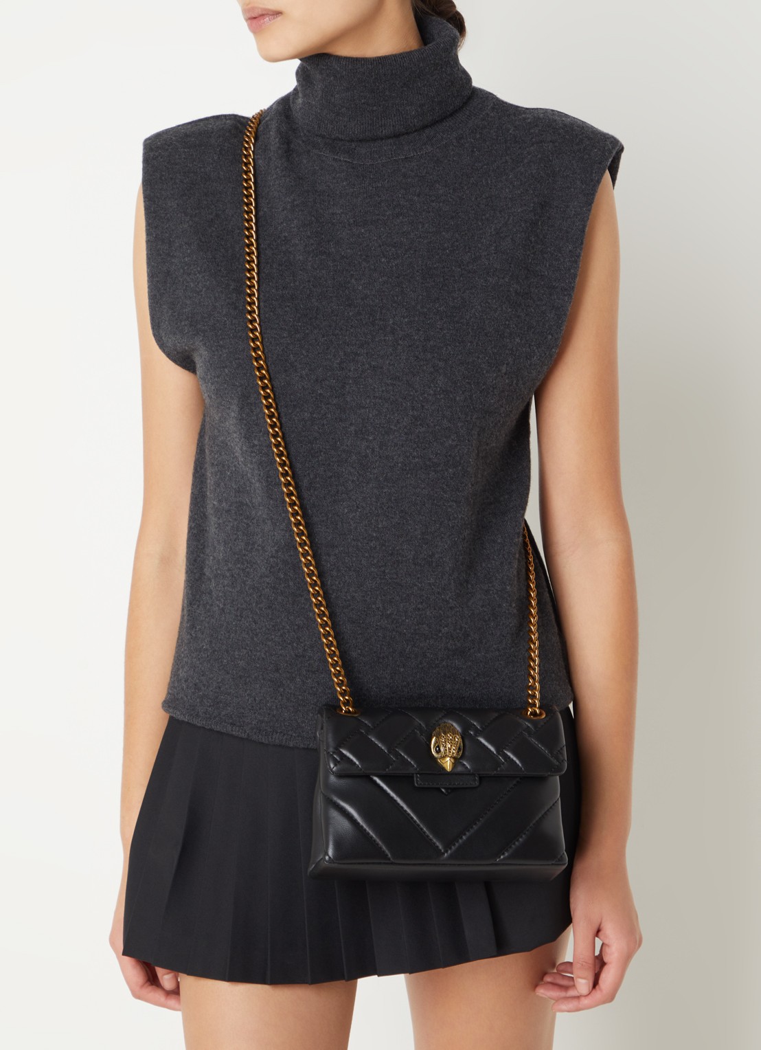 Kurt Geiger Kensington Mini schoudertas van leer - voorkant 6 zwart