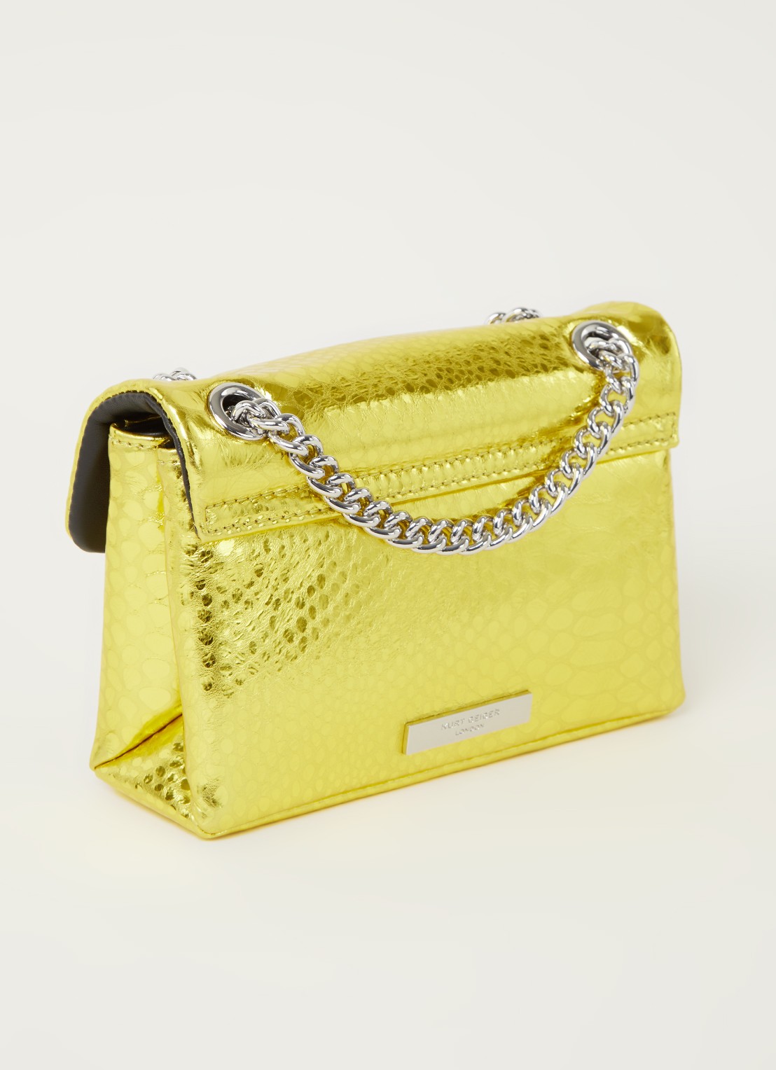 Kurt Geiger Kensington Mini X schoudertas van leer met metallic finish - achterkant 4 geel