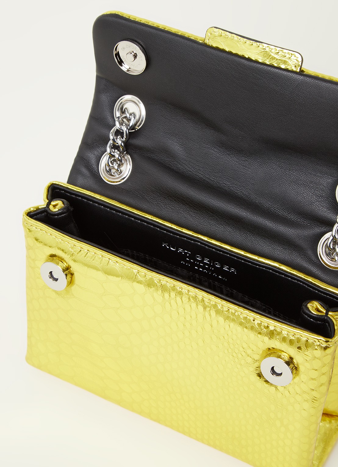 Kurt Geiger Kensington Mini X schoudertas van leer met metallic finish - detail 2 geel