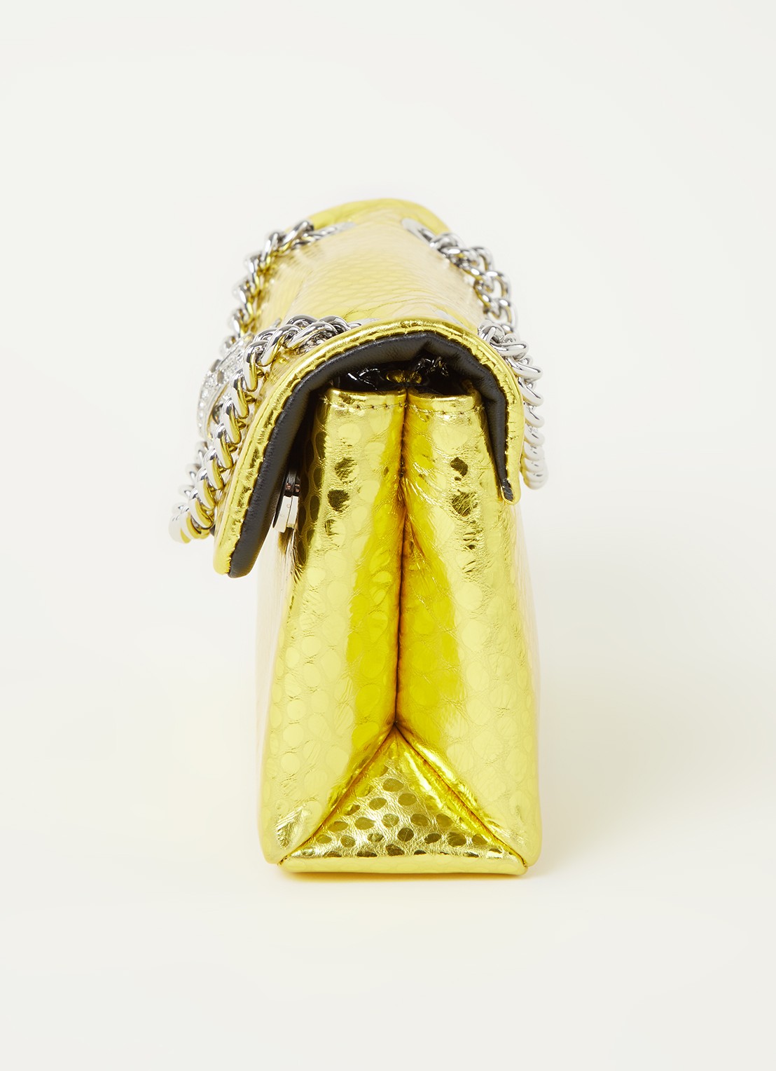 Kurt Geiger Kensington Mini X schoudertas van leer met metallic finish - detail 3 geel