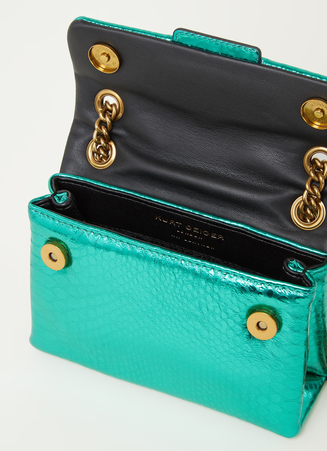 Kurt Geiger Kensington Mini X schoudertas van leer met metallic finish - detail 4 groen