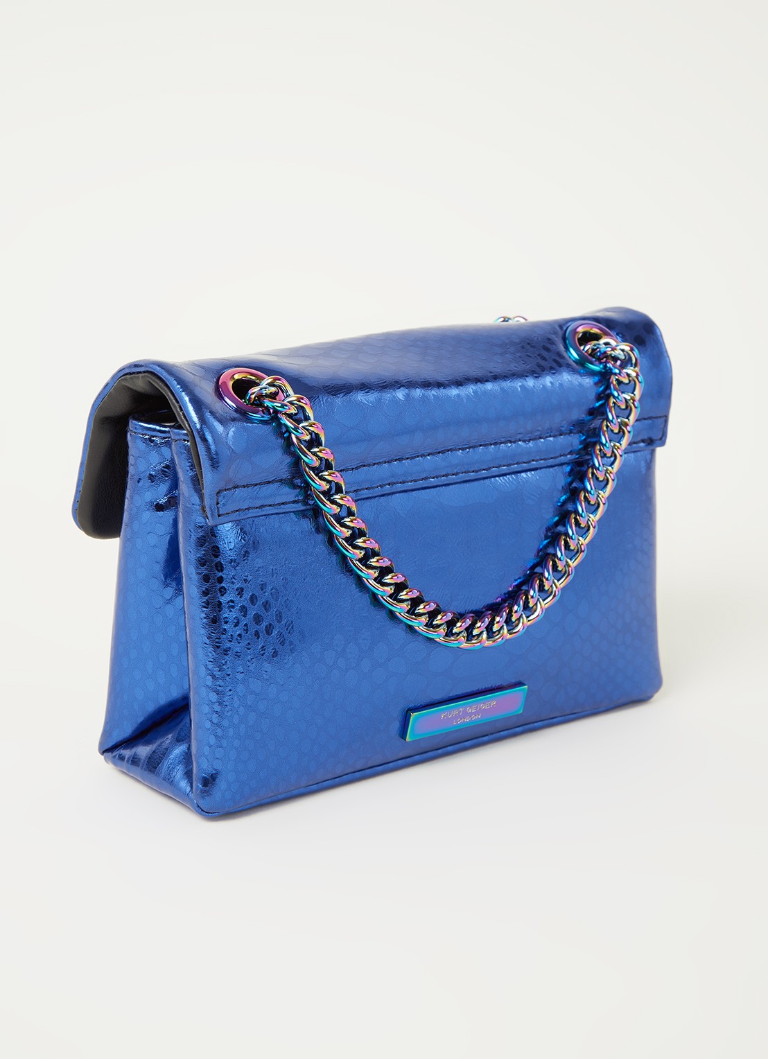 Kurt Geiger Kensington Mini X schoudertas van leer met metallic finish - achterkant blauw