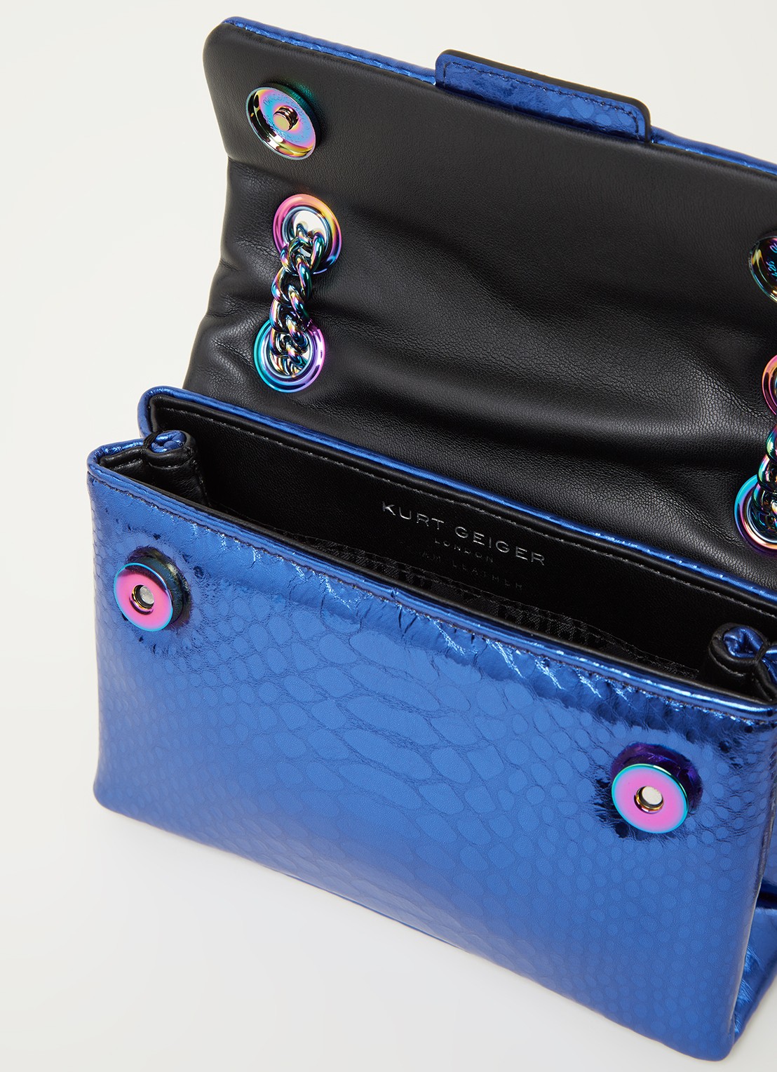 Kurt Geiger Kensington Mini X schoudertas van leer met metallic finish - detail 2 blauw