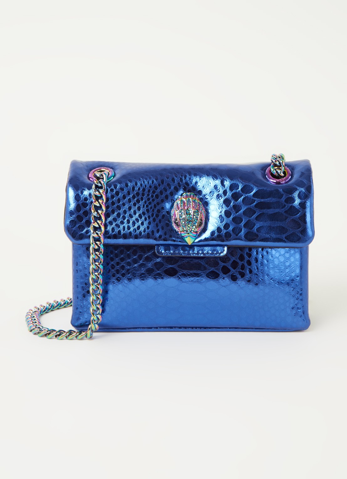 Kurt Geiger Kensington Mini X schoudertas van leer met metallic finish - voorkant 4 blauw
