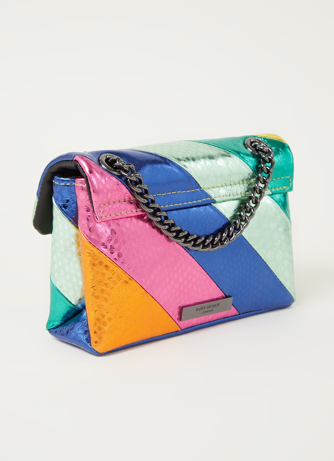Kurt Geiger Kensington Mini X schoudertas van leer met metallic finish - achterkant multicolor