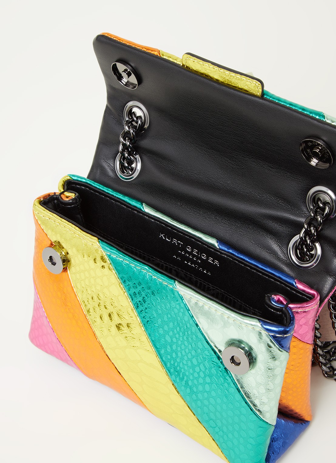 Kurt Geiger Kensington Mini X schoudertas van leer met metallic finish - detail 2 multicolor