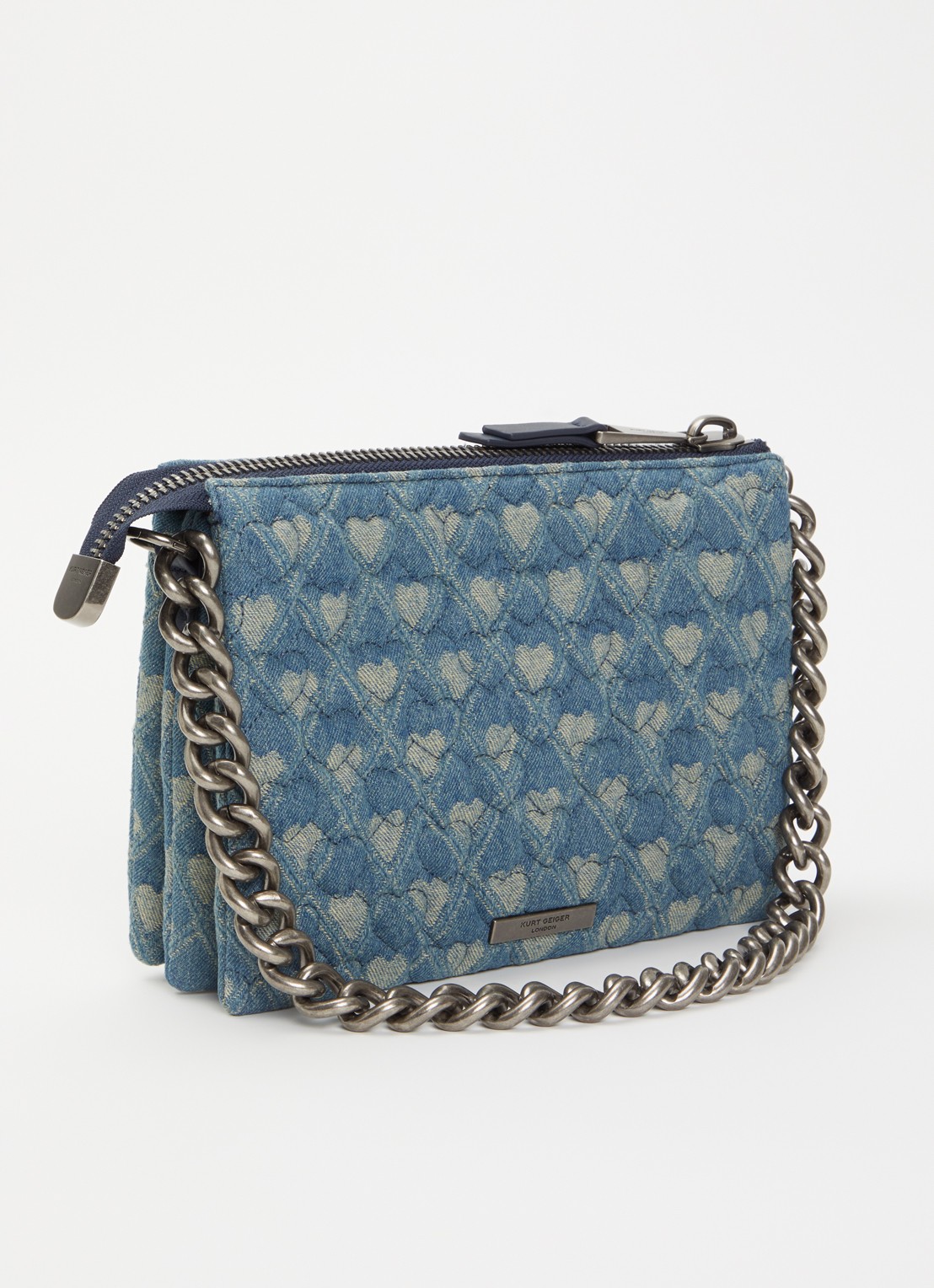Kurt Geiger Kensington Puff handtas van denim met afneembare schouderriem - achterkant donkerblauw