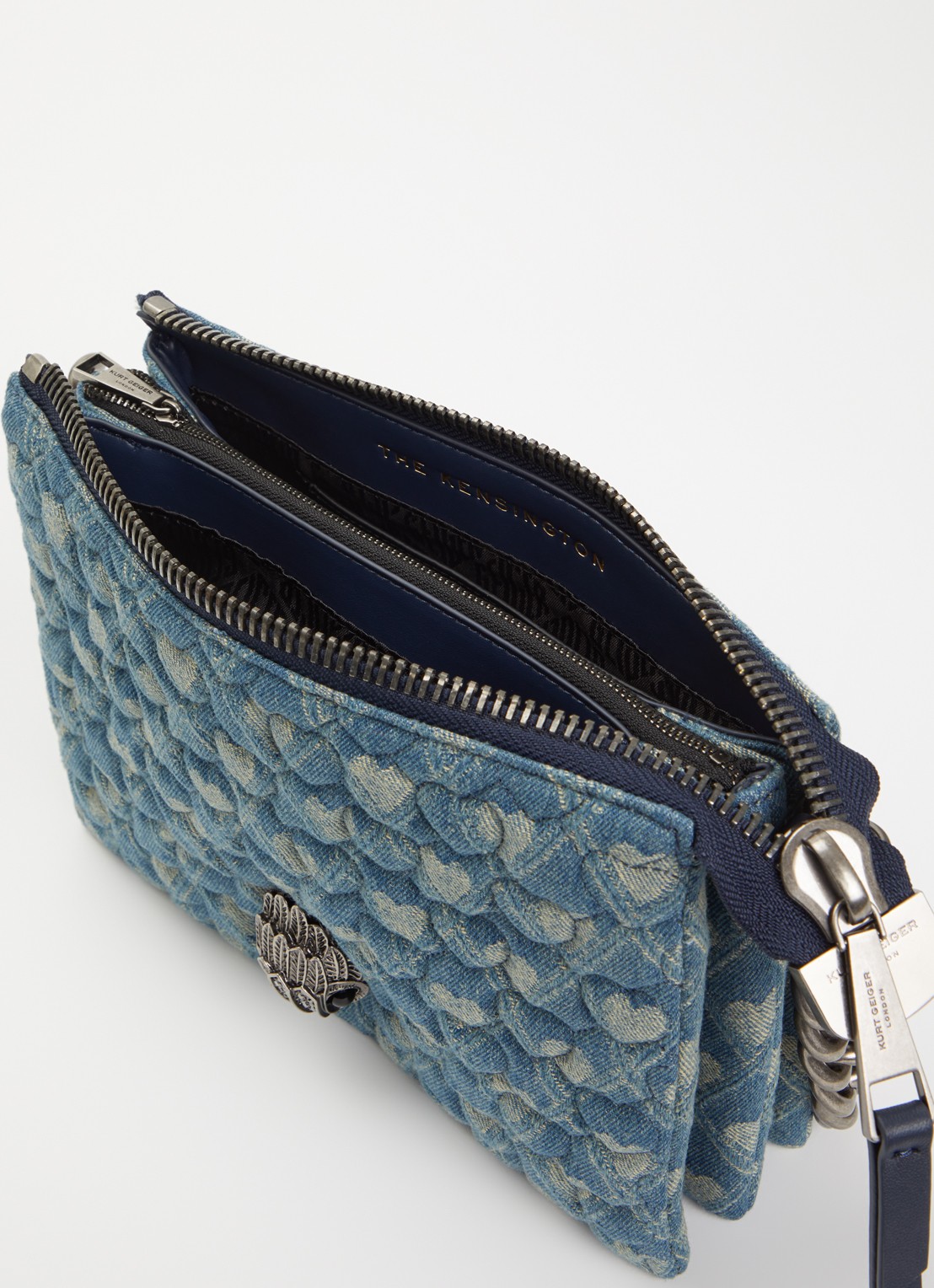 Kurt Geiger Kensington Puff handtas van denim met afneembare schouderriem - detail 3 donkerblauw