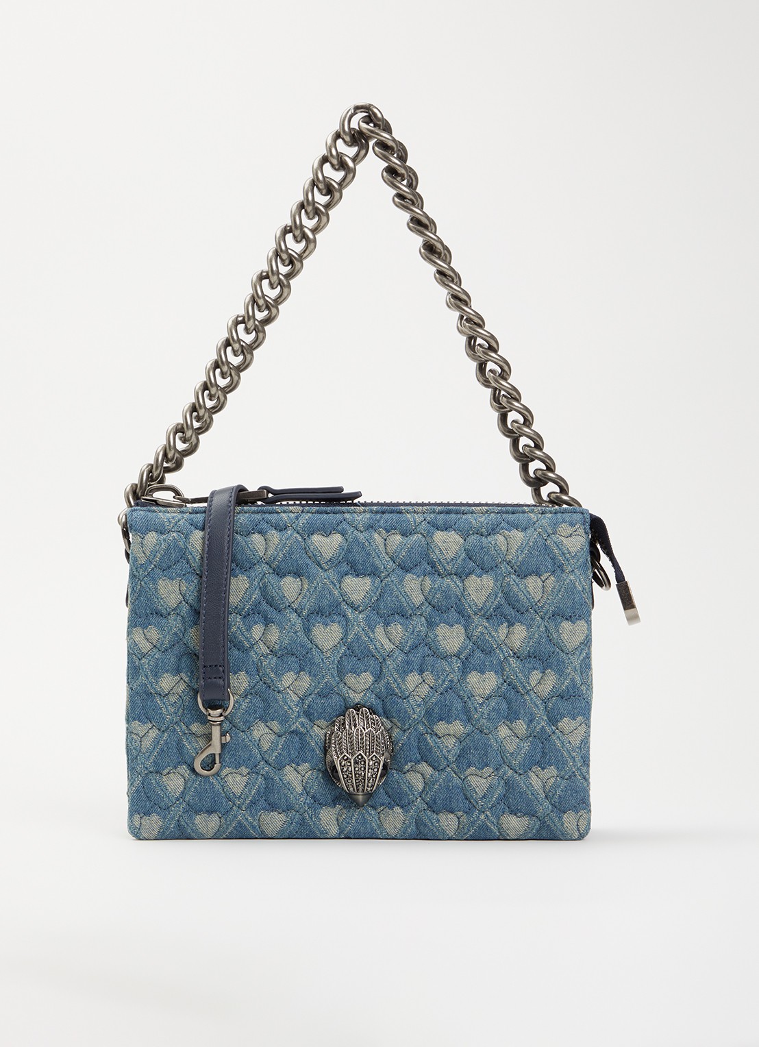 Kurt Geiger Kensington Puff handtas van denim met afneembare schouderriem - voorkant 2 donkerblauw