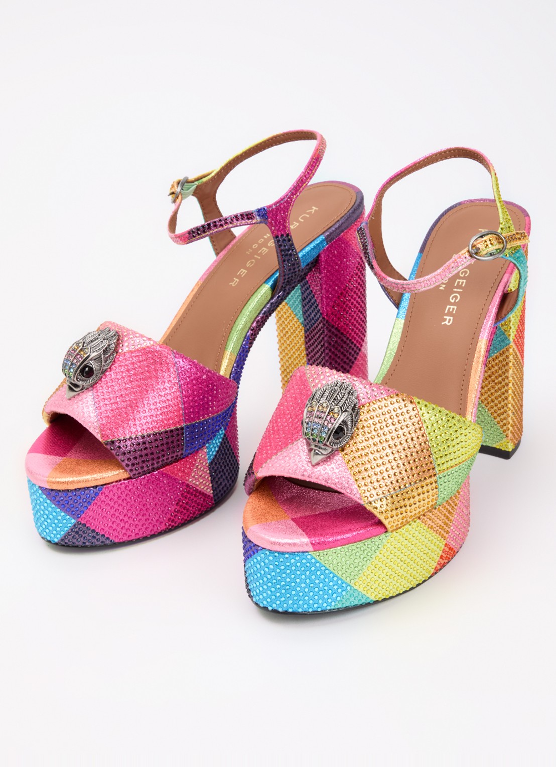 Kurt Geiger Kensington sandalette met strass  - detail roze