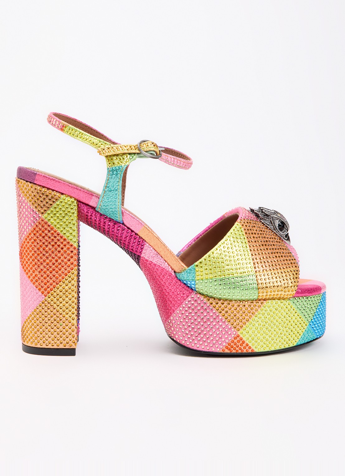 Kurt Geiger Kensington sandalette met strass  - voorkant 4 roze