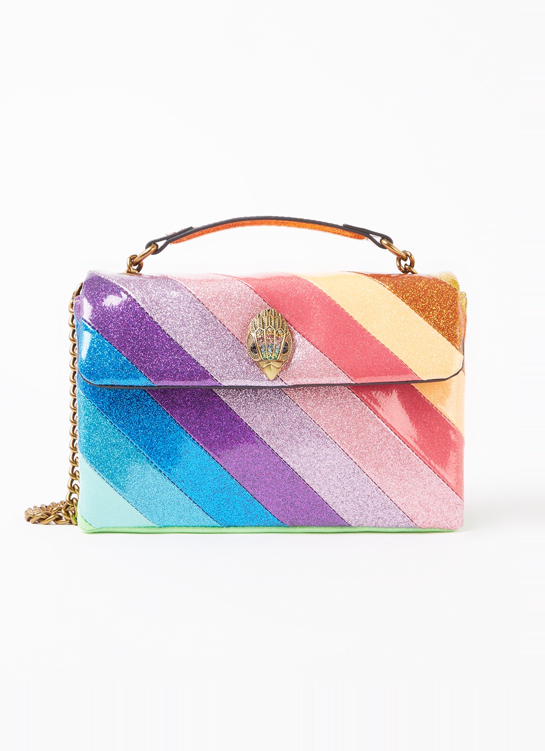 Kurt Geiger Kensington schoudertas met glitter - voorkant 2 fuchsia