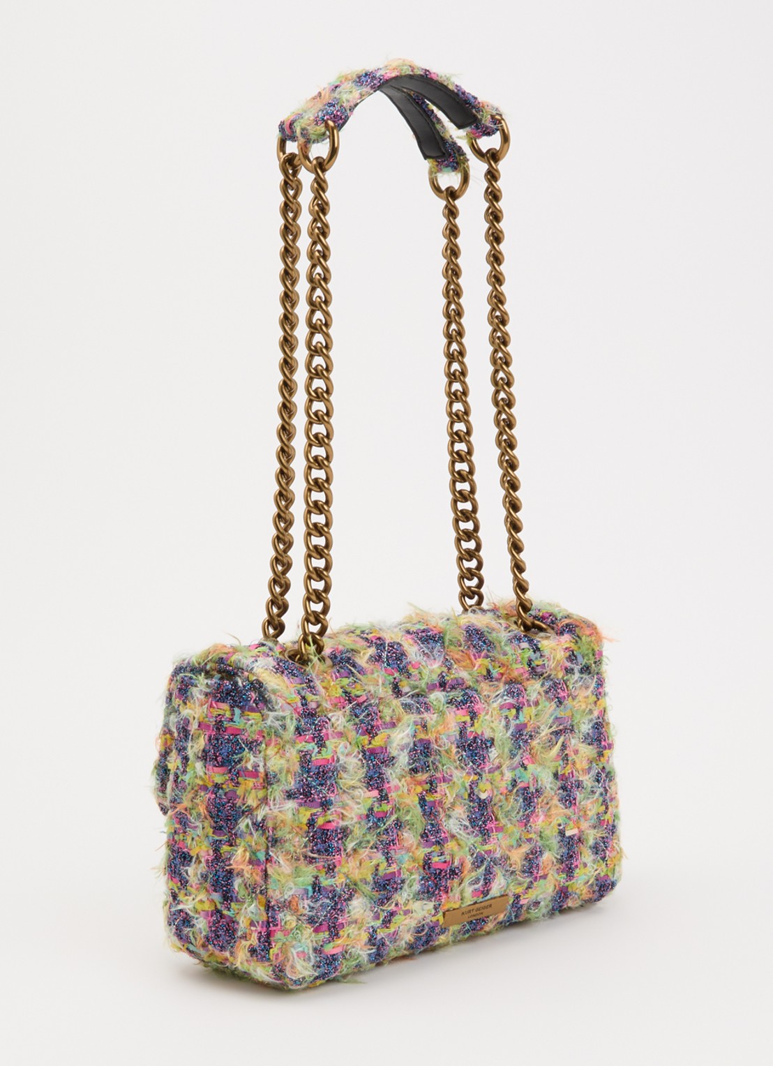 Kurt Geiger Kensington schoudertas met tweed-look en strass - achterkant multicolor