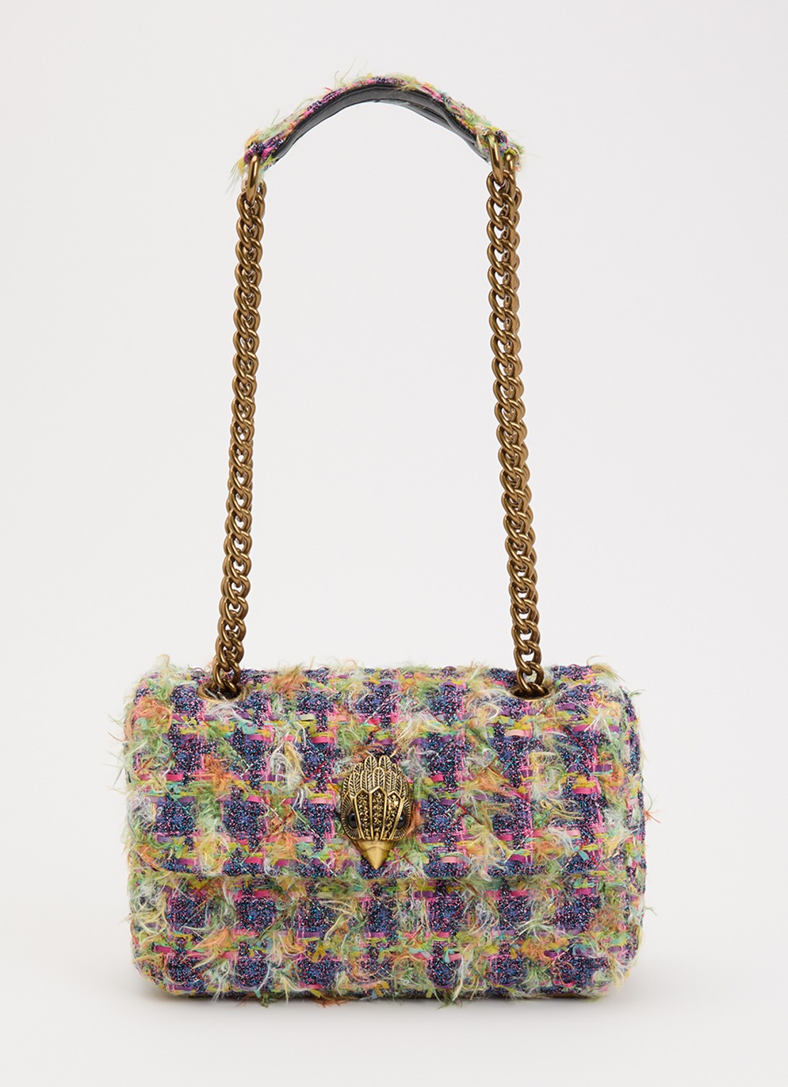 Kurt Geiger Kensington schoudertas met tweed-look en strass - voorkant 5 multicolor