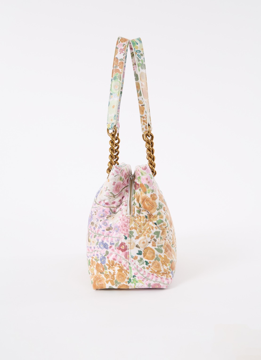 Kurt Geiger Kensington schoudertas van lamsleer met bloemenprint - detail 3 oudroze