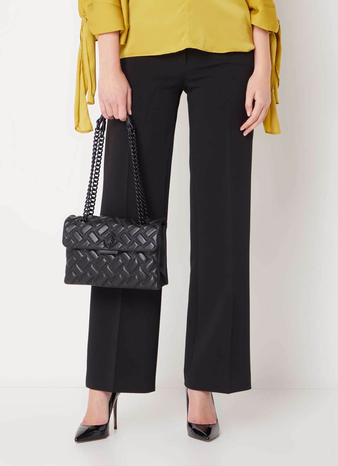 Kurt Geiger Kensington schoudertas van lamsleer - voorkant 6 zwart