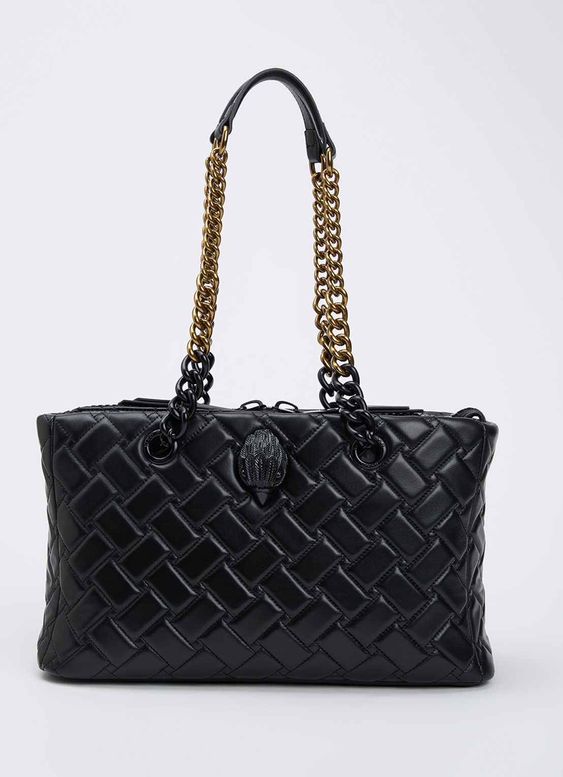 Kurt Geiger Kensington schoudertas van leer met quiltpatroon - voorkant 5 zwart