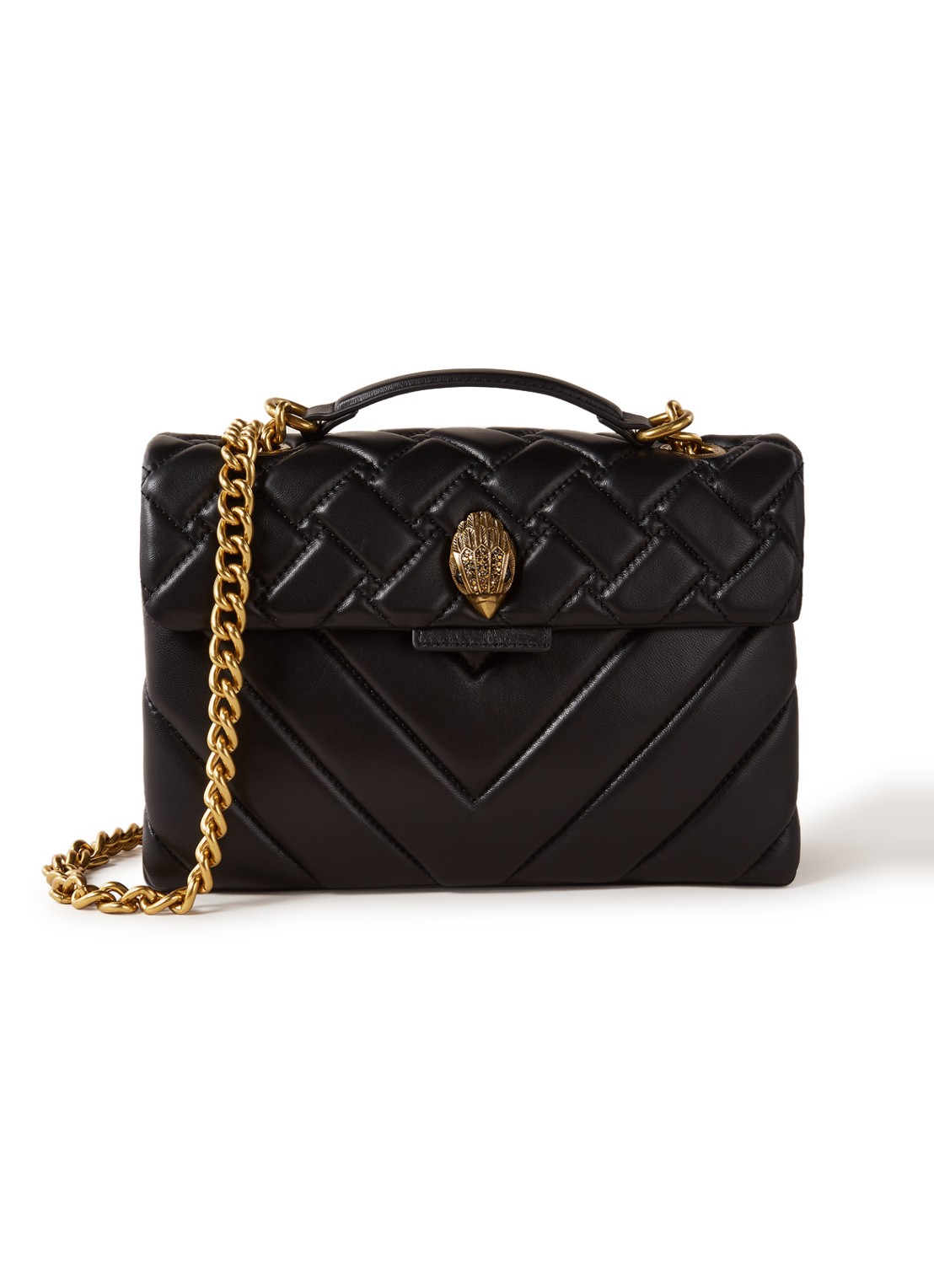 Kurt Geiger Kensington schoudertas van leer - voorkant 3 zwart