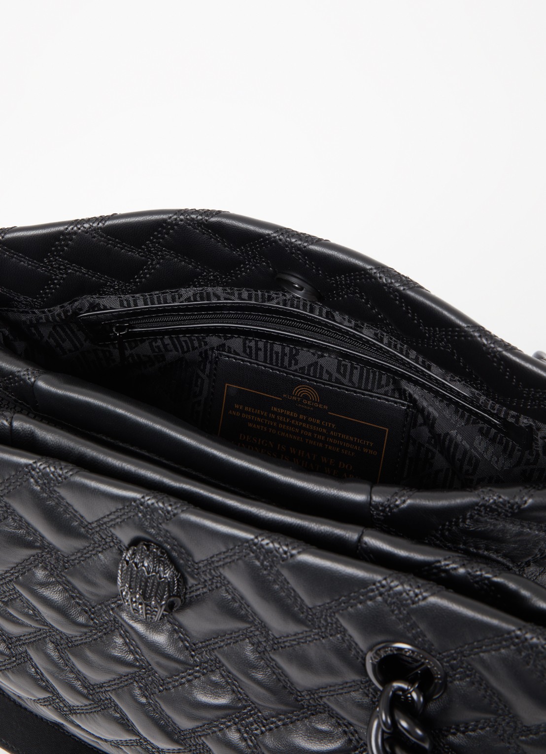 Kurt Geiger Kensington schoudertas van quilted lamsleer - detail 4 zwart