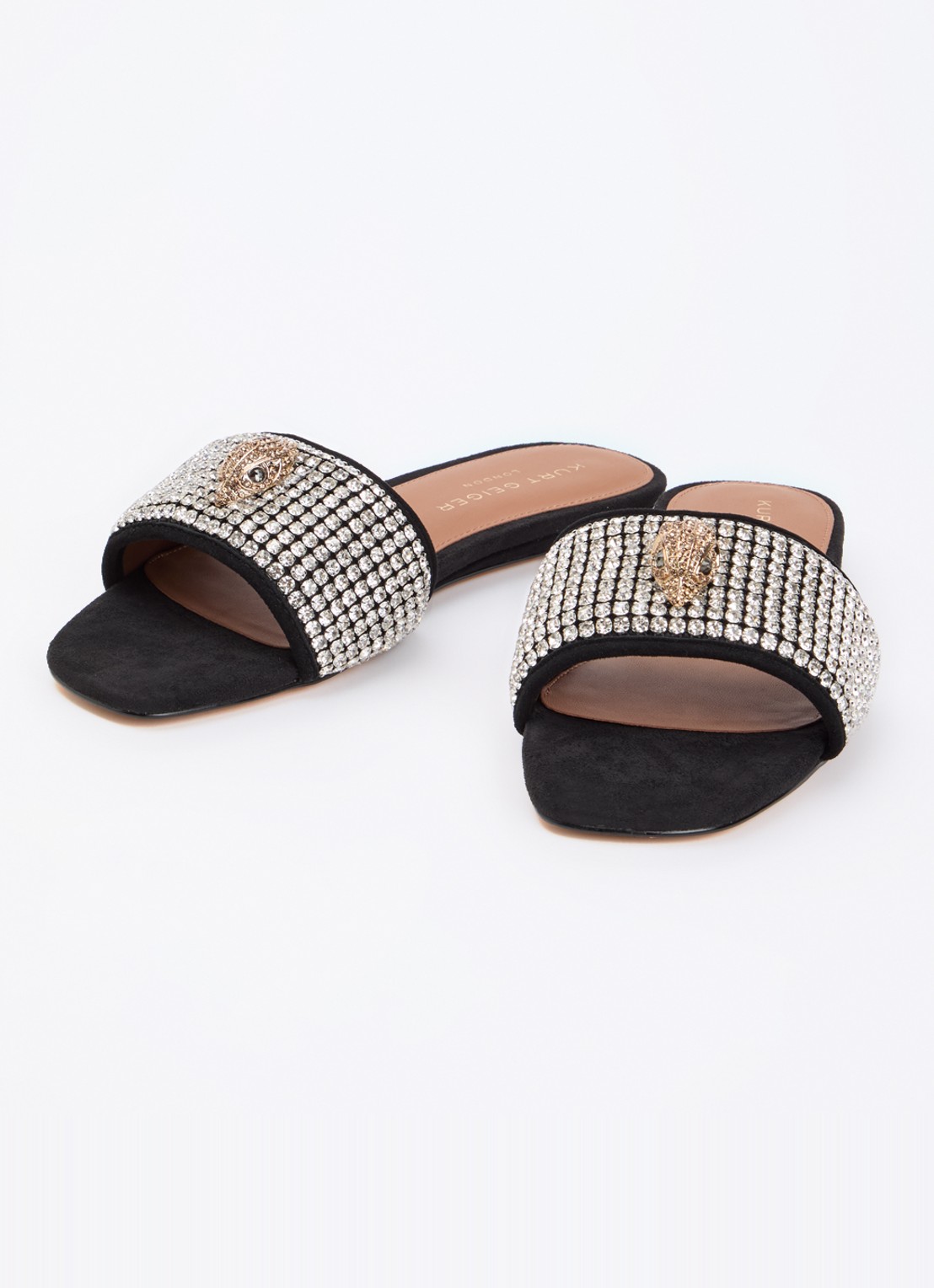 Kurt Geiger Kensington slipper met strass - detail 2 zwart