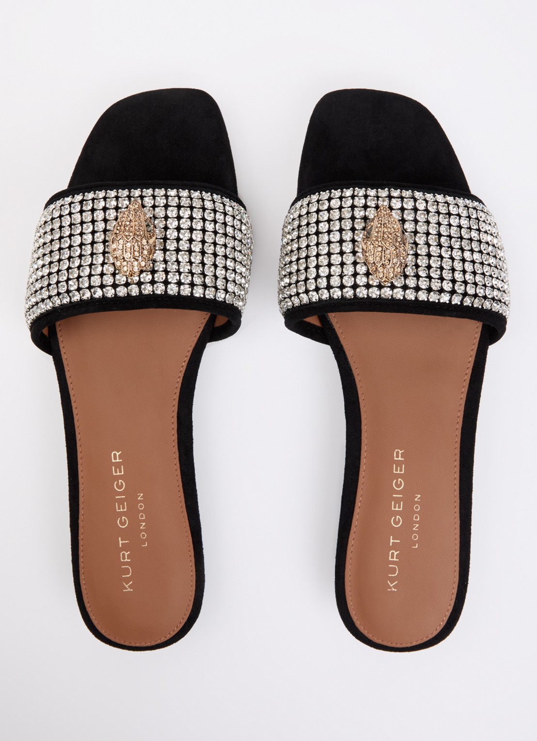 Kurt Geiger Kensington slipper met strass - detail 3 zwart