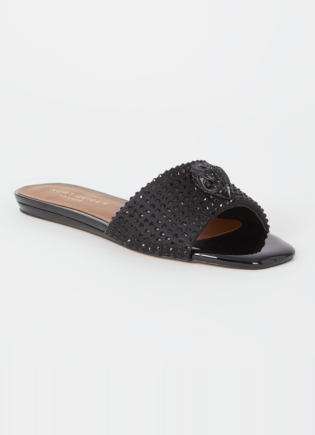 Kurt Geiger Kensington slipper met studs - voorkant zwart
