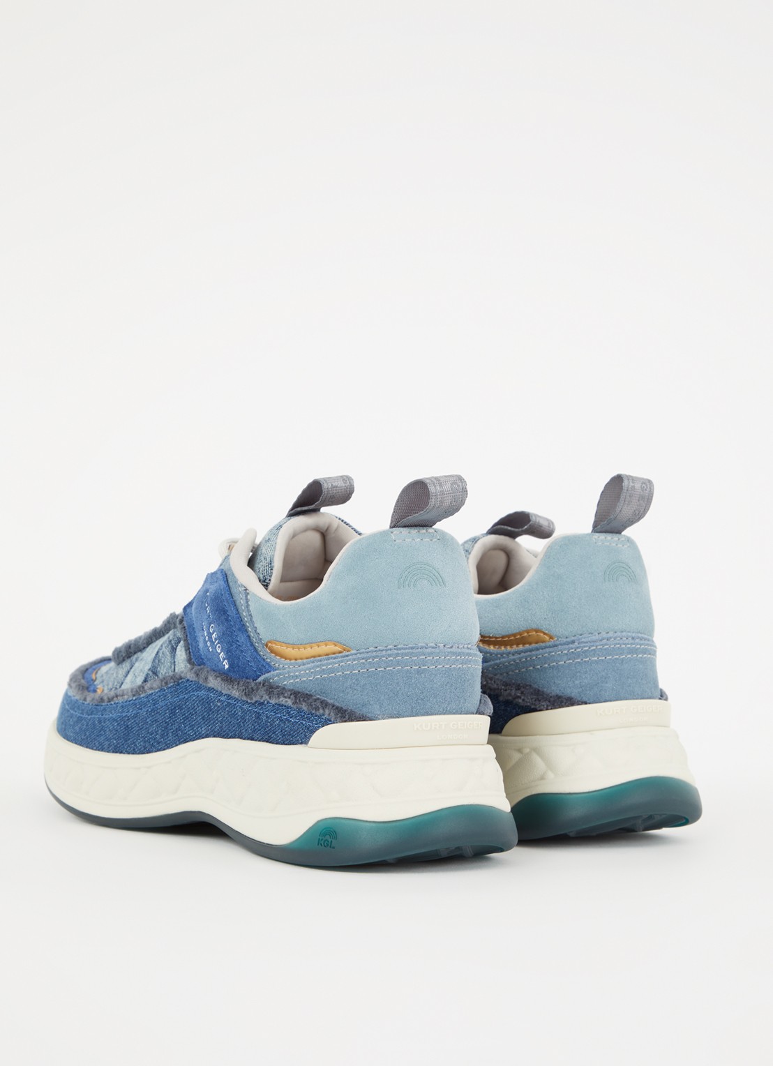 Kurt Geiger Kensington sneaker van denim met suède details - achterkant 5 indigo