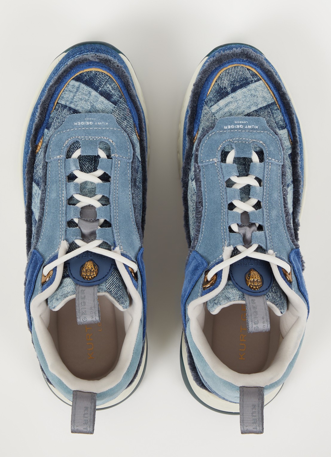 Kurt Geiger Kensington sneaker van denim met suède details - detail 2 indigo