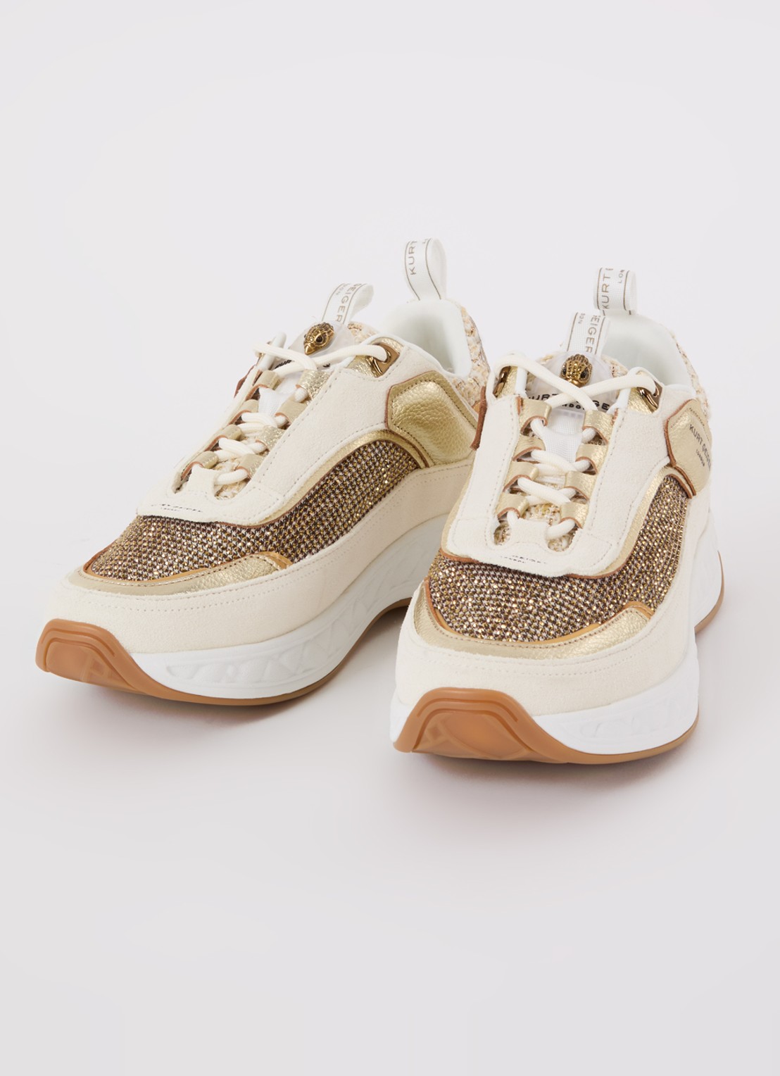 Kurt Geiger Kensington sneaker van suède met strass - detail 3 beige