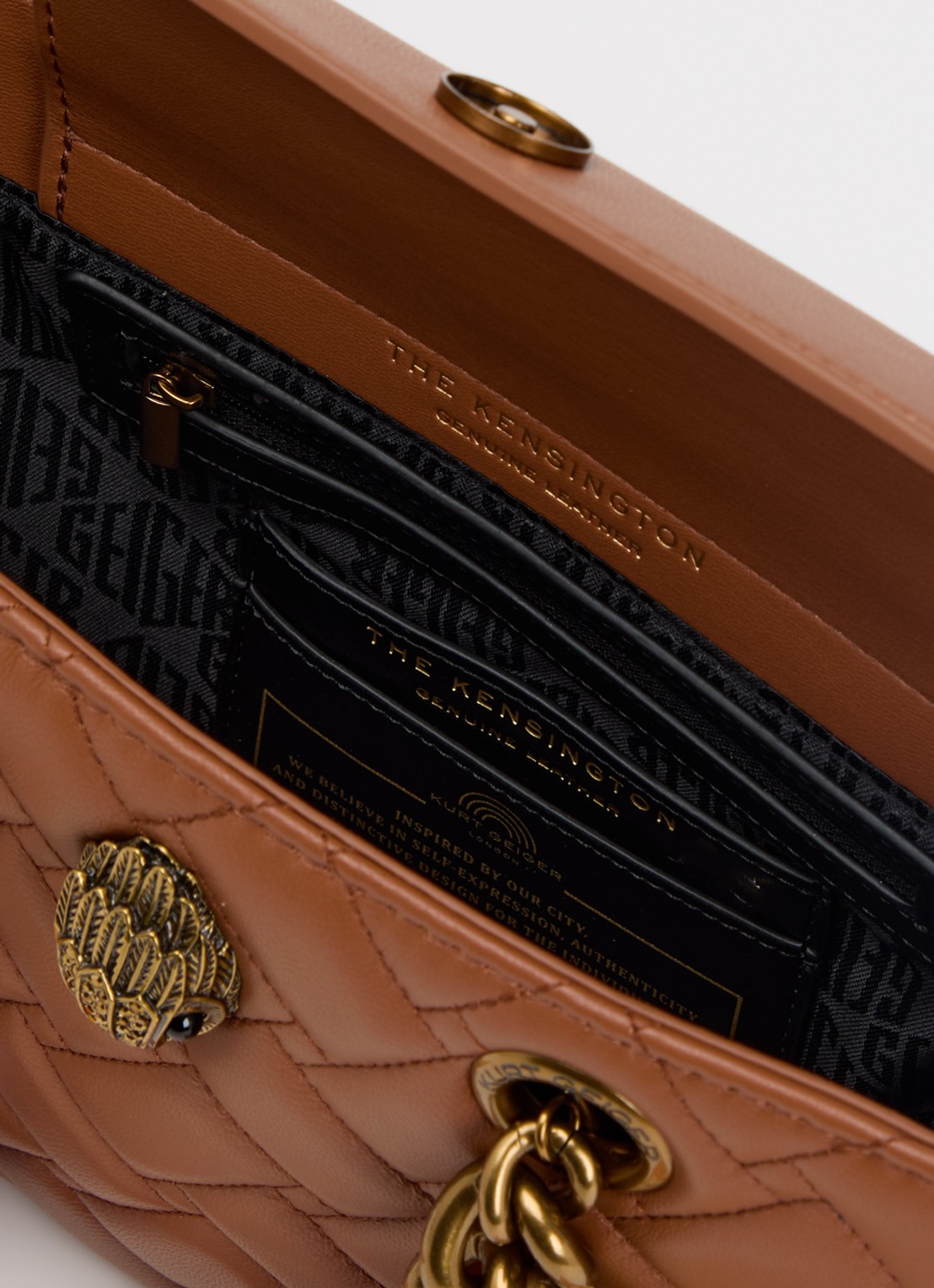 Kurt Geiger Kensington Square handtas met afneembare schouderriem - detail 4 roestbruin