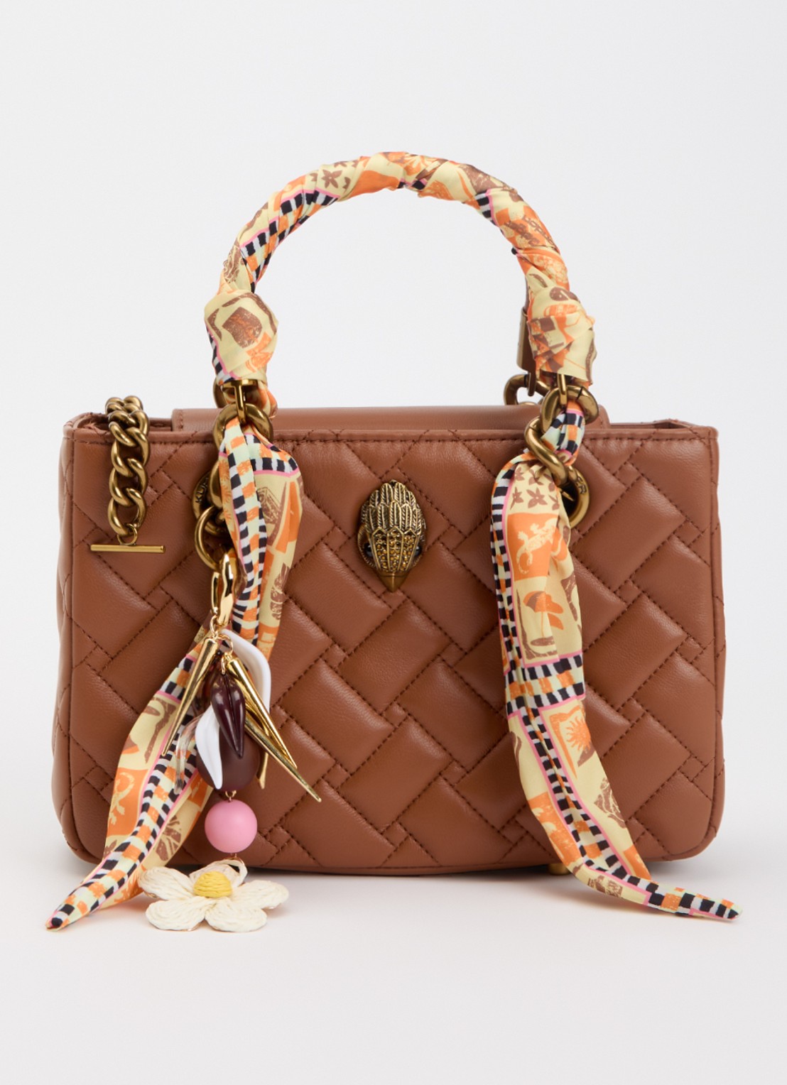 Kurt Geiger Kensington Square handtas met afneembare schouderriem - voorkant roestbruin