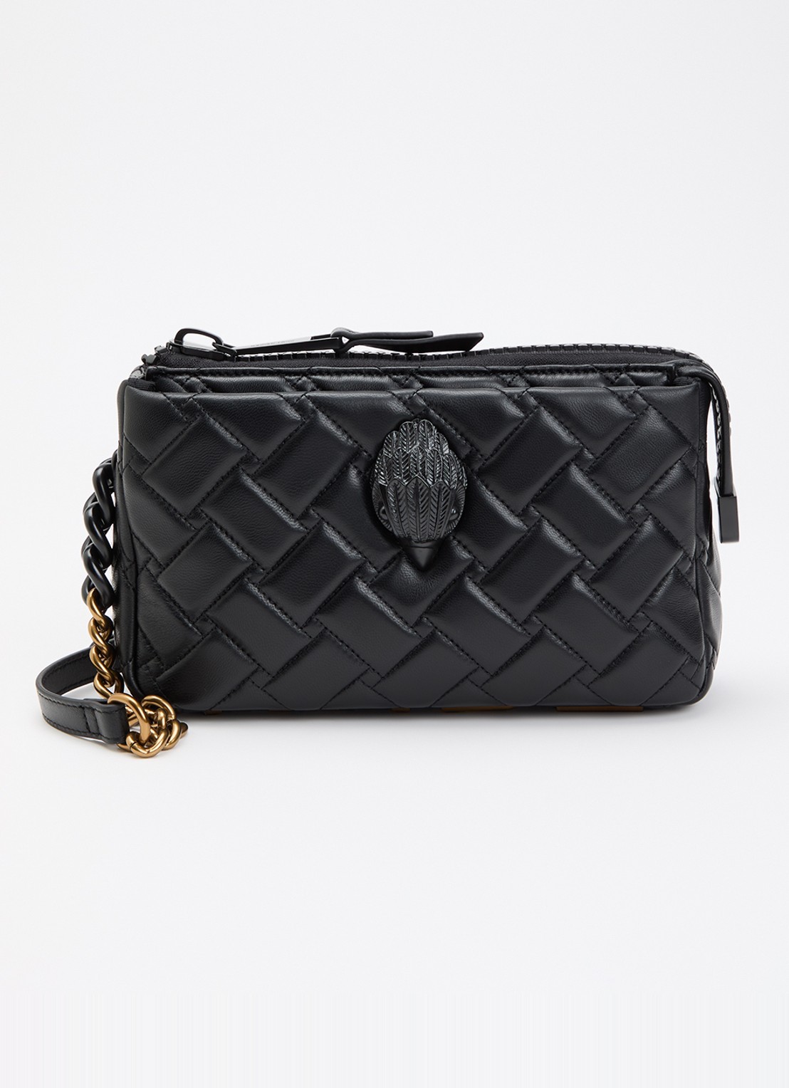 Kurt Geiger Kensington Xbody schoudertas van leer - voorkant 4 zwart