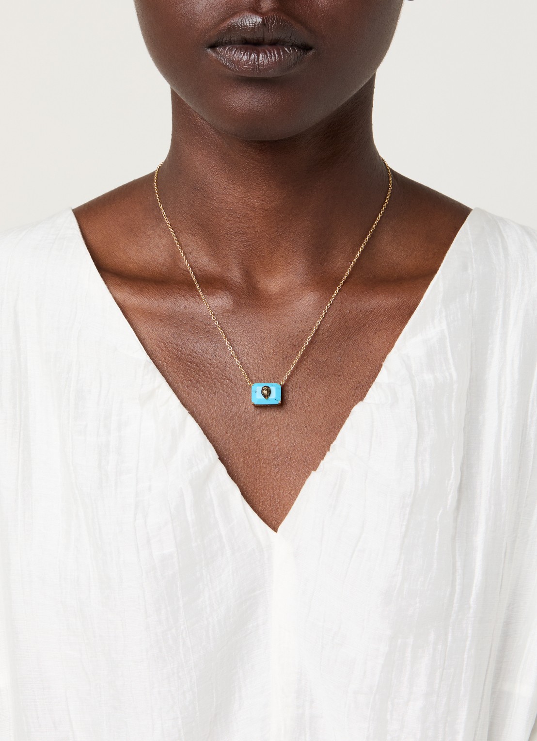 Kurt Geiger Ketting met hanger - voorkant 2 turquoise