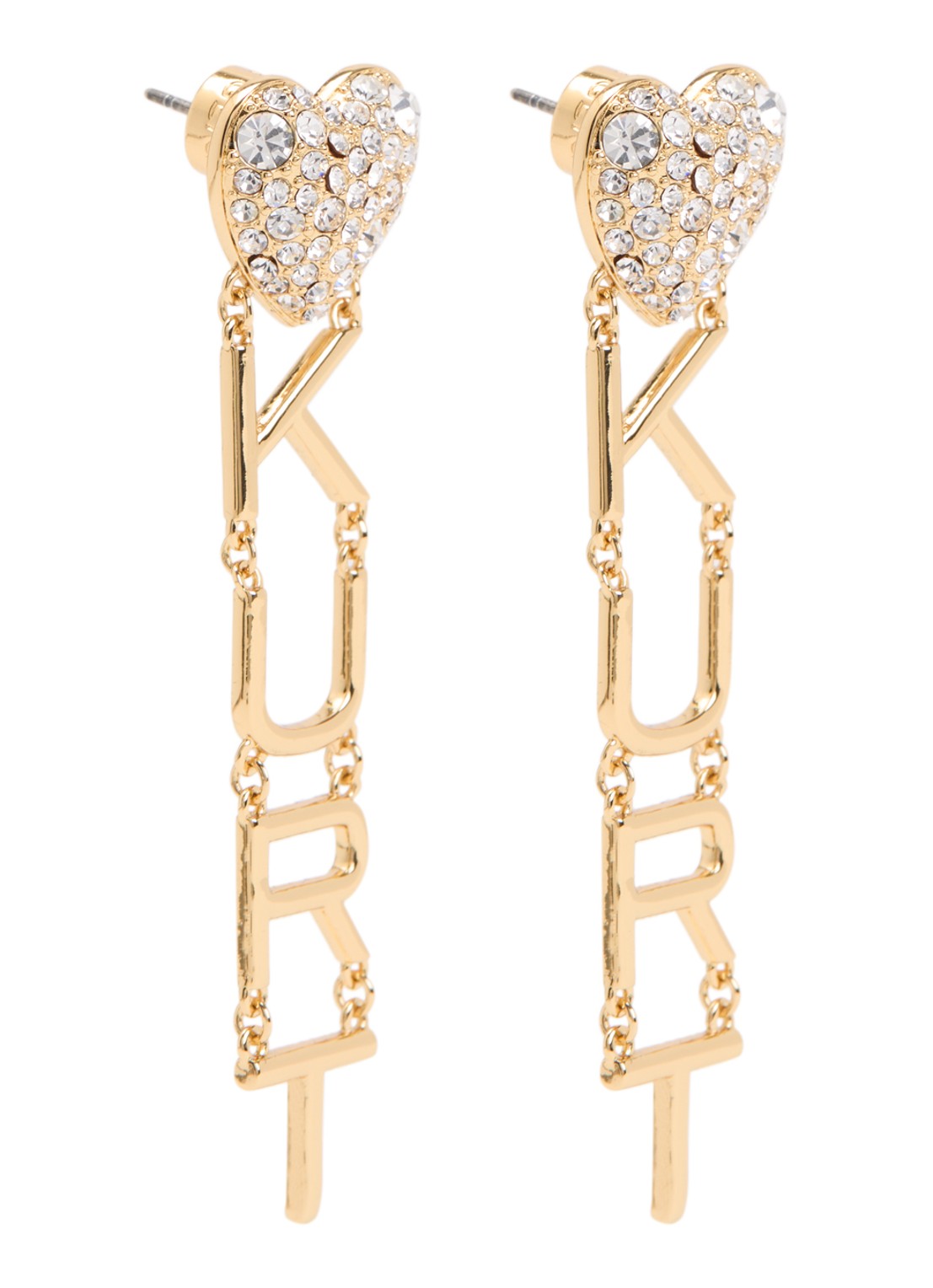 Kurt Geiger Kurt Heart Linear oorstekers met kristal - voorkant goud