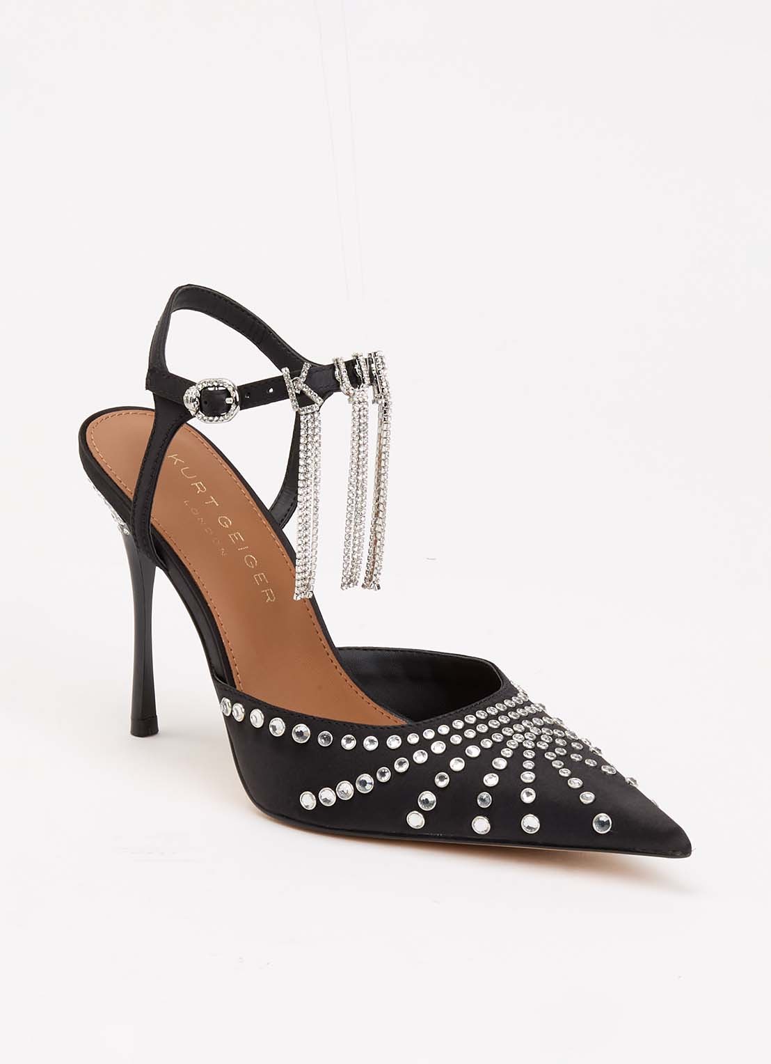 Kurt Geiger Kurt sandalette met strass - voorkant 5 zwart