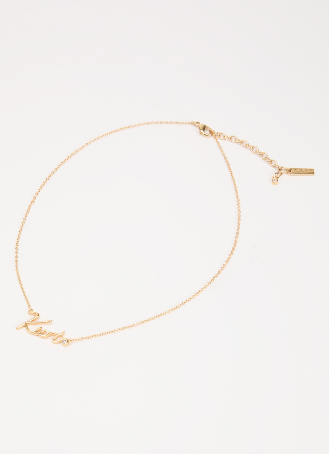 Kurt Geiger Kurt Script ketting met kristal - voorkant 2 goud