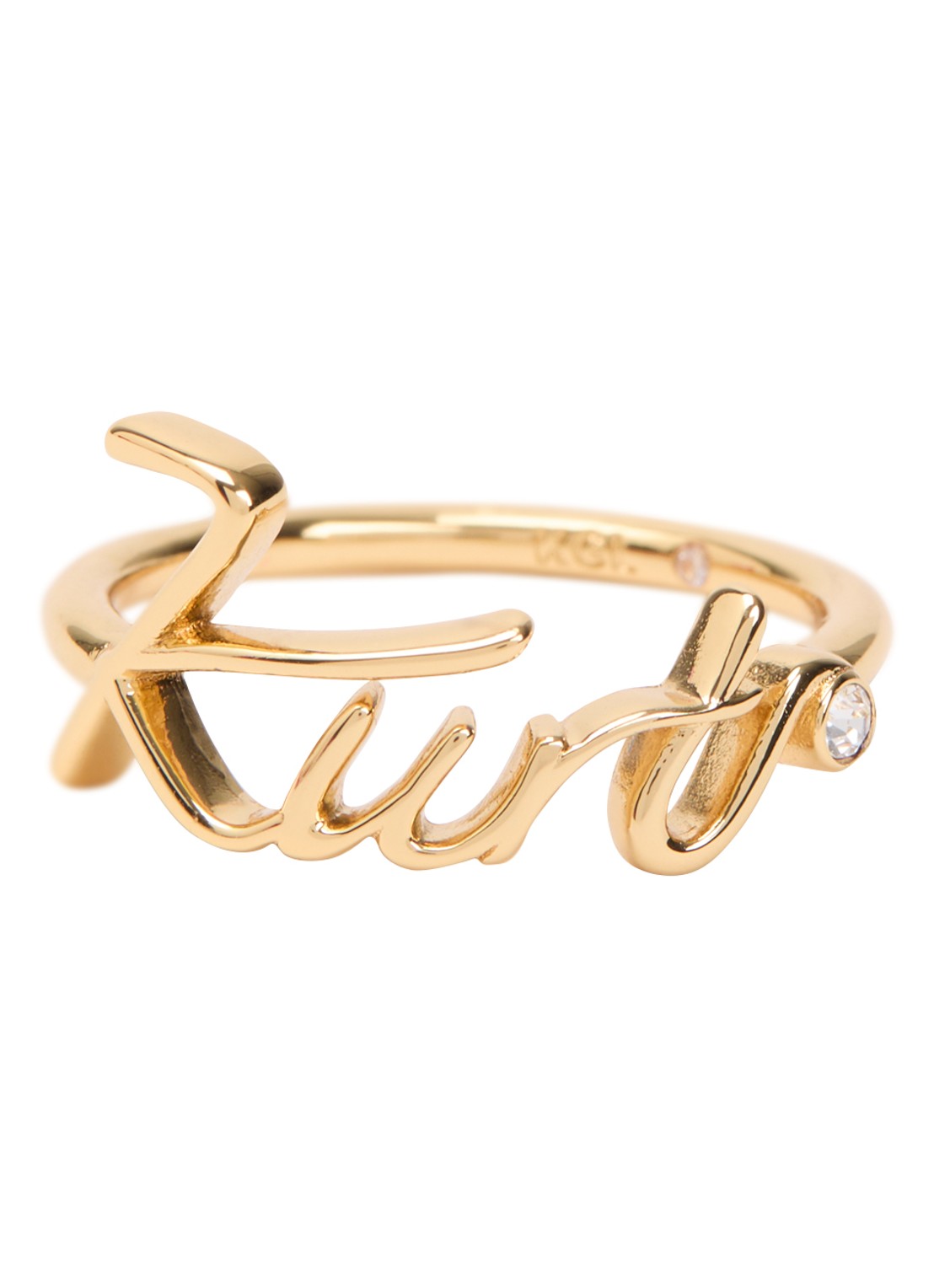 Kurt Geiger Kurt Script ring met kristal - voorkant goud