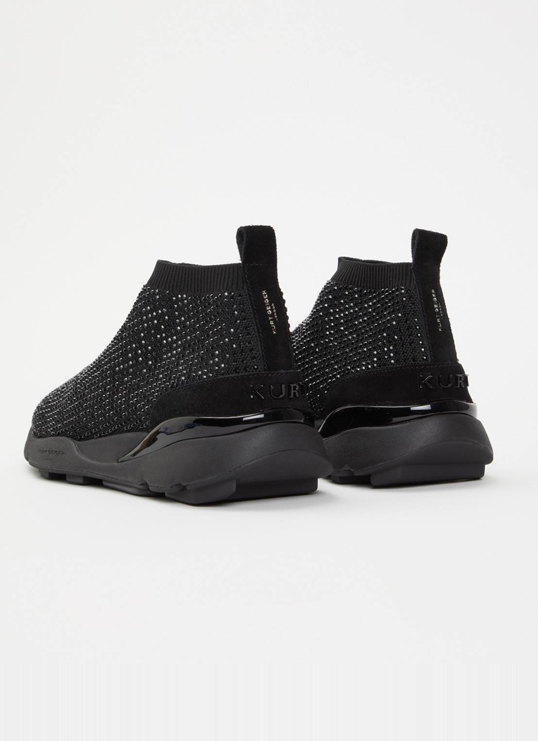 Kurt Geiger Kurt sneaker met gebreid bovenwerk en strass - achterkant 4 zwart