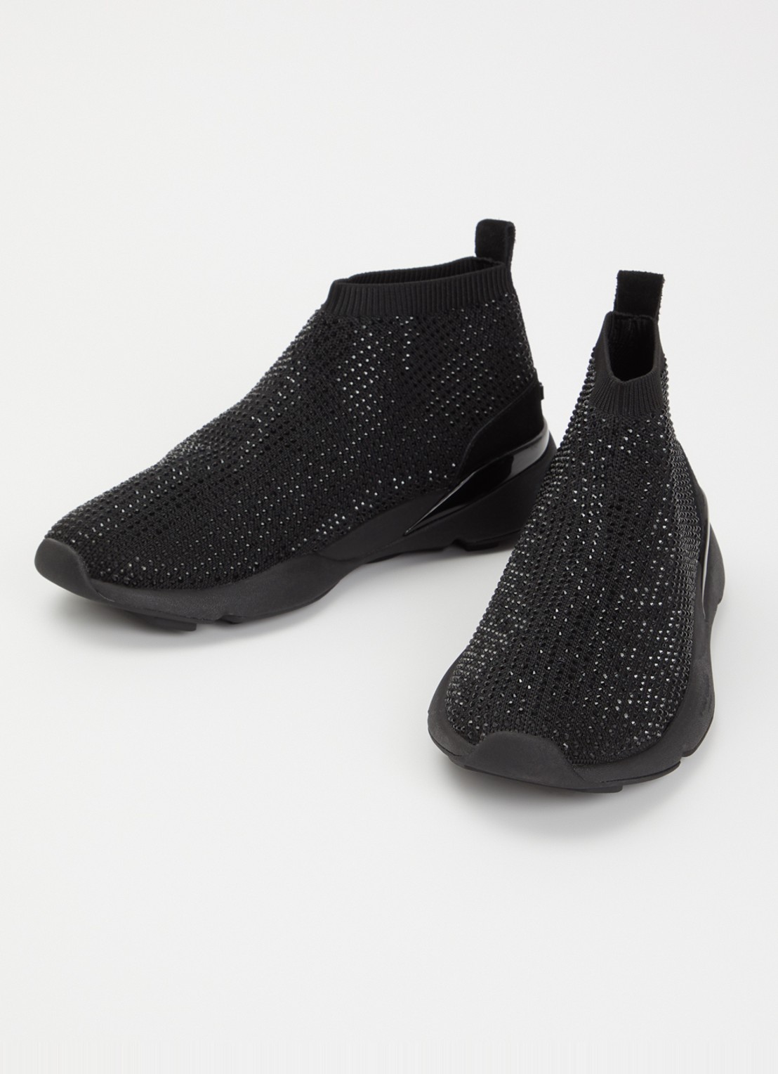 Kurt Geiger Kurt sneaker met gebreid bovenwerk en strass - detail zwart
