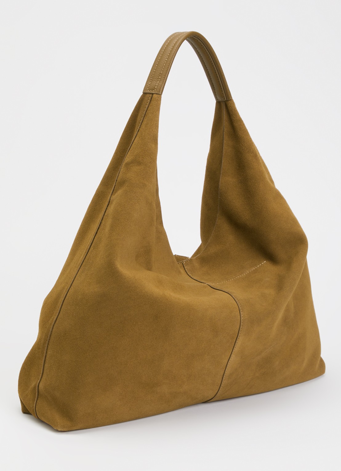 Kurt Geiger Large Chelsea Slouch schoudertas van suède - achterkant cognac