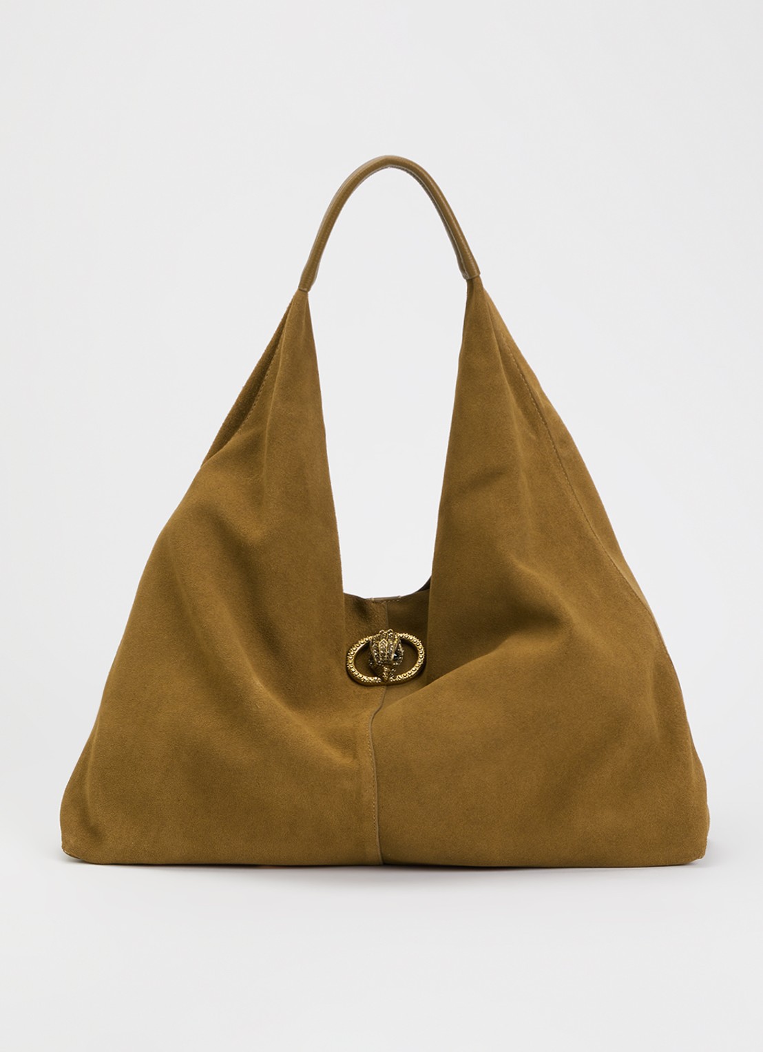 Kurt Geiger Large Chelsea Slouch schoudertas van suède - voorkant 5 cognac