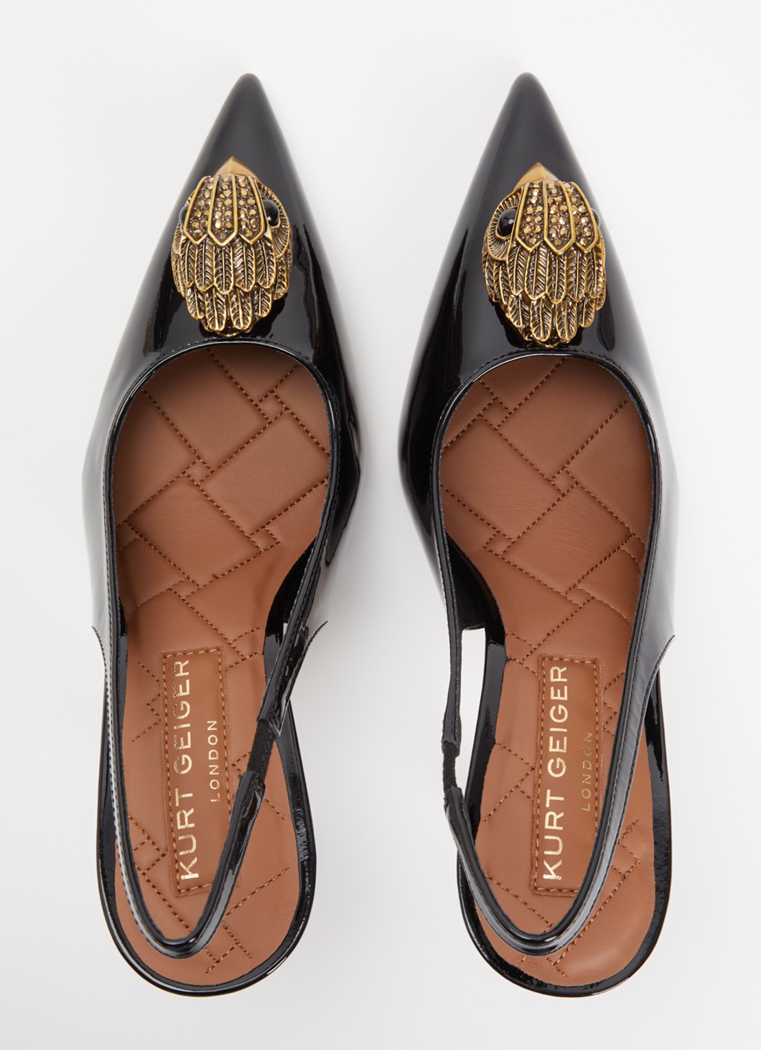 Kurt Geiger Large Eagle slingback van leer - detail 3 zwart