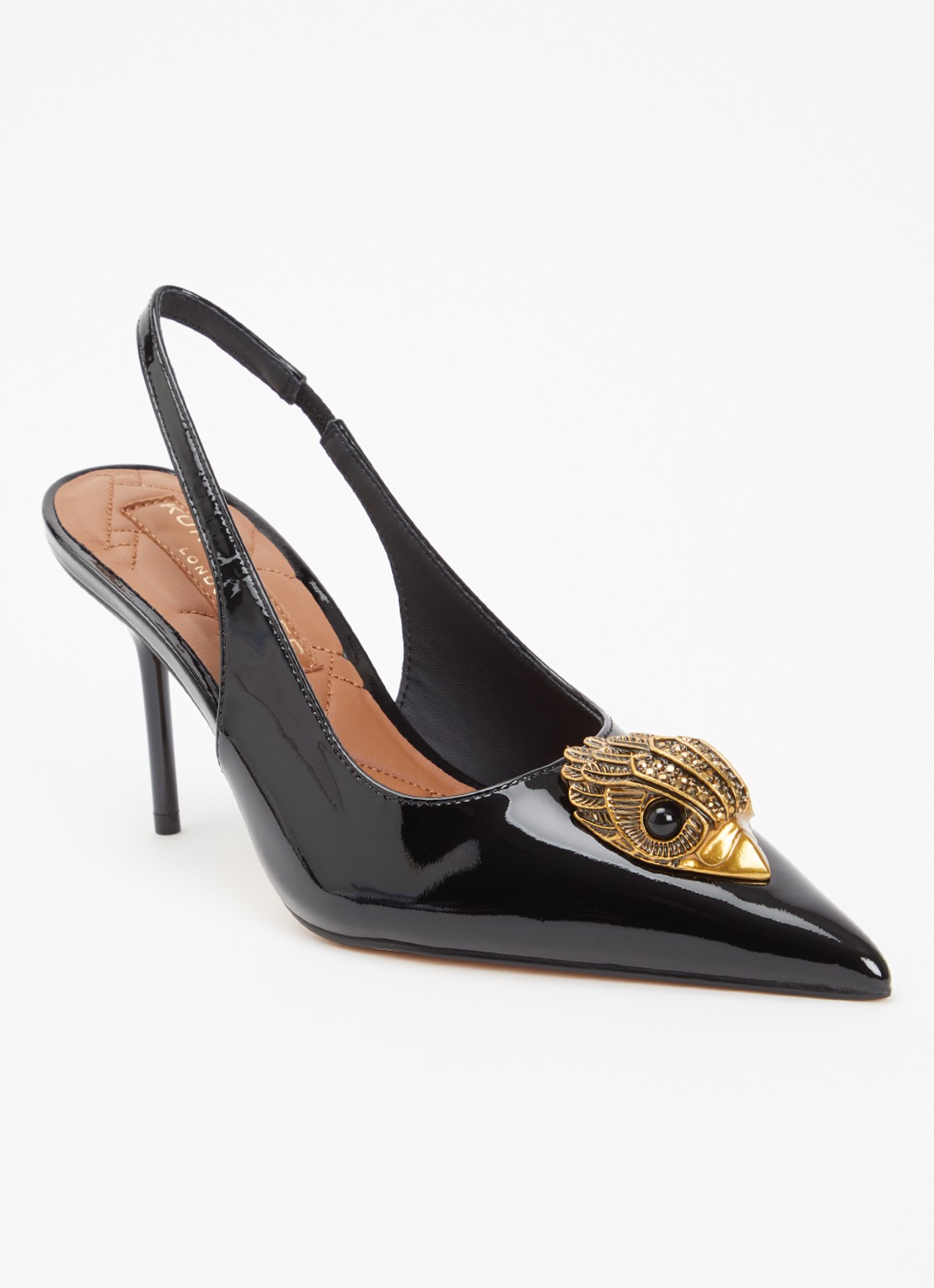 Kurt Geiger Large Eagle slingback van leer - voorkant zwart