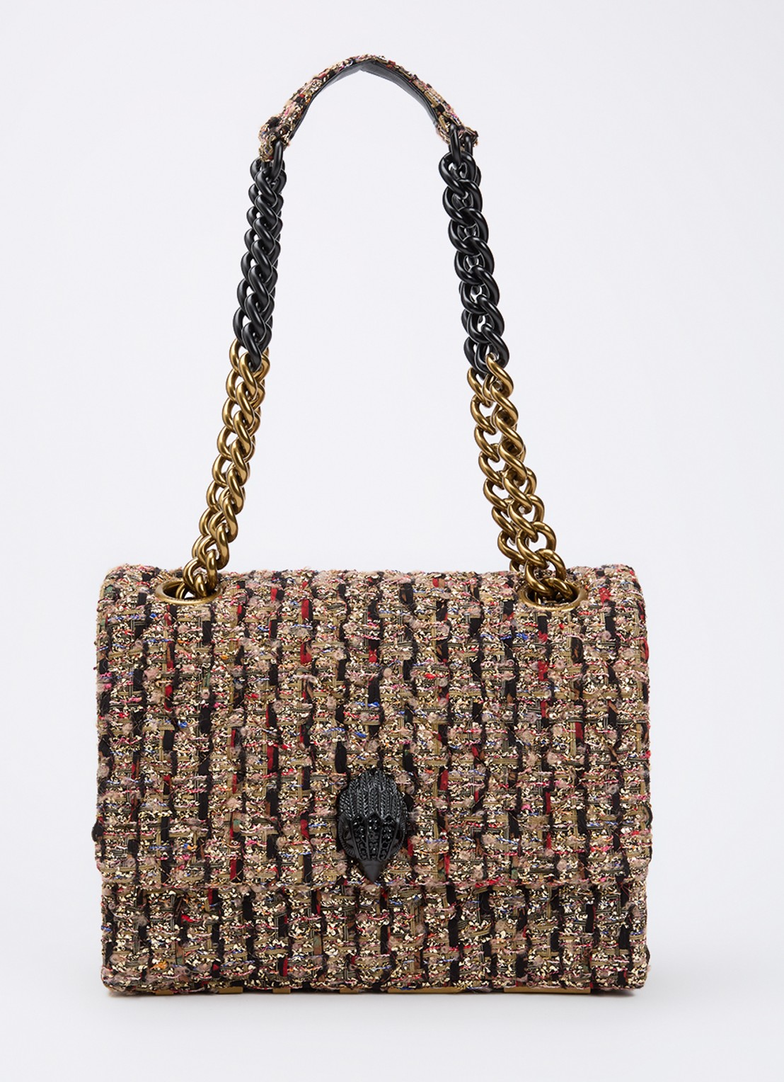 Kurt Geiger Large Kensington schoudertas met tweed-look - voorkant 2 goud