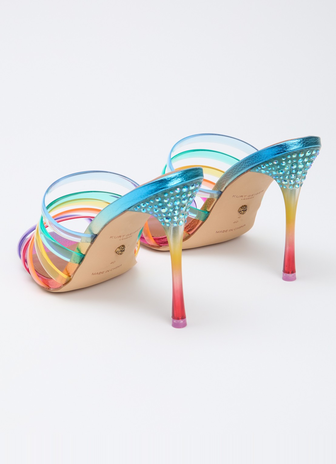 Kurt Geiger Maddison sandalette met metallic finish en strass - achterkant 5 paars