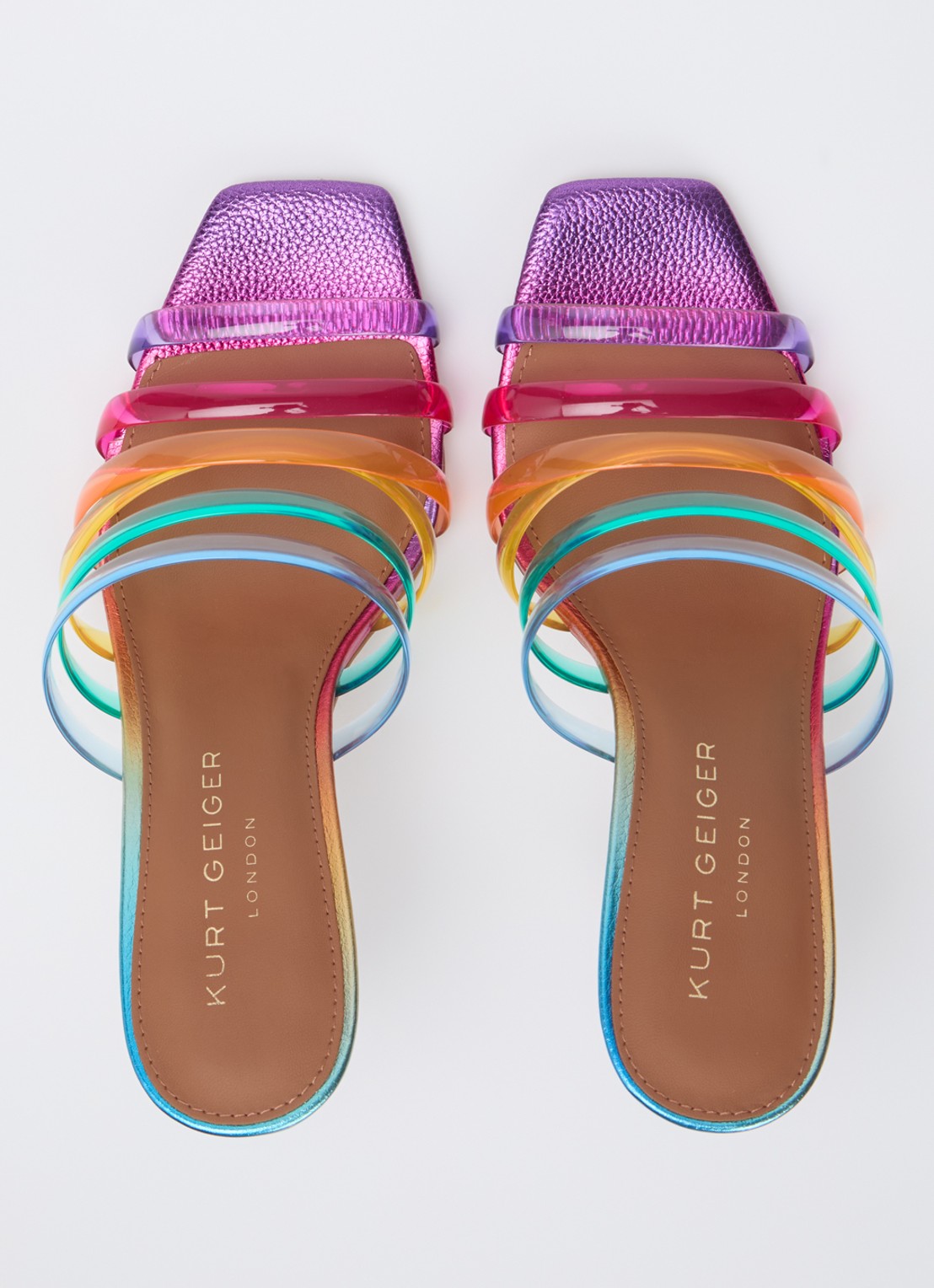 Kurt Geiger Maddison sandalette met metallic finish en strass - detail 2 paars