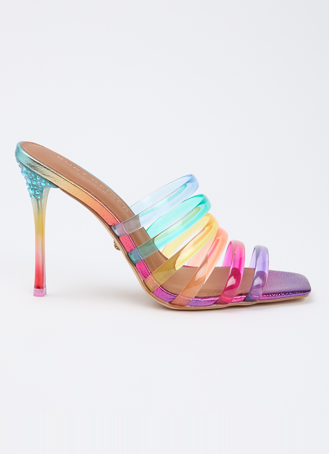 Kurt Geiger Maddison sandalette met metallic finish en strass - voorkant 4 paars