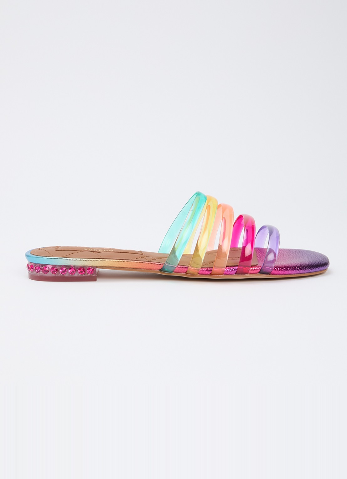 Kurt Geiger Maddison slipper met metallic finish en strass - voorkant paars