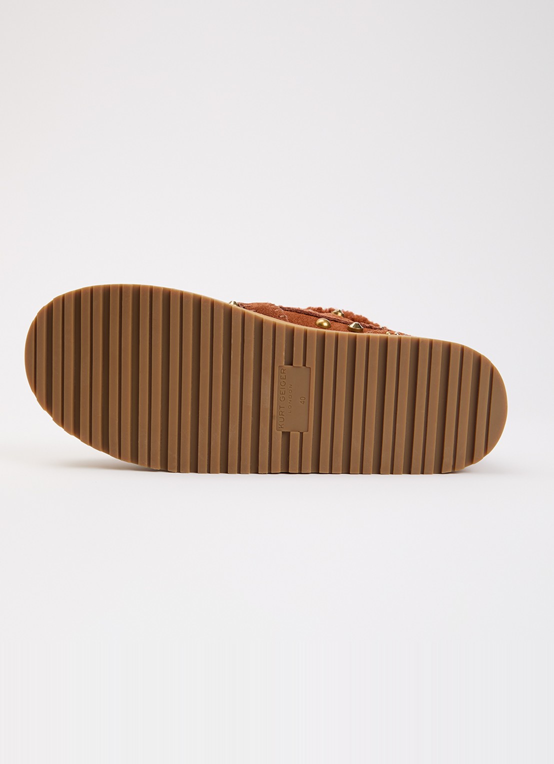 Kurt Geiger Mansion enkellaarsje van suède met studs  - detail 4 oranjebruin